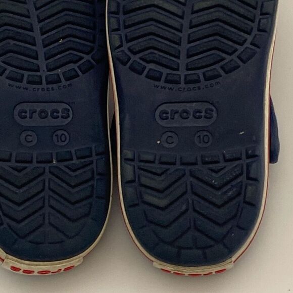 Crocs toddler Navy Blue Crocband Red Stripe Slip-On Comfort Clogs Size 10 - Picture 9 of 9